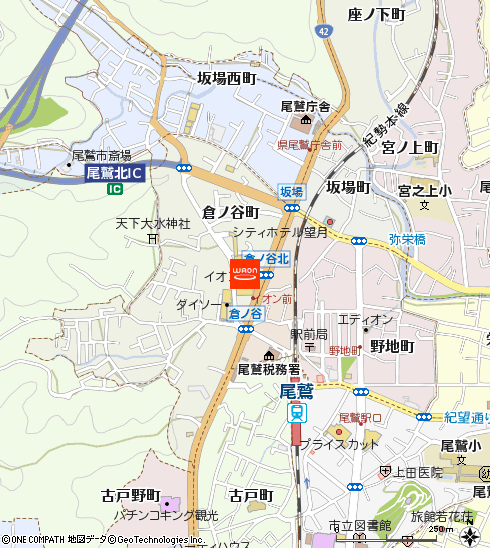 イオン尾鷲店付近の地図